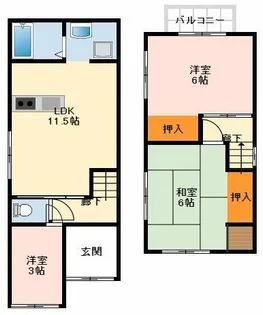 大阪府堺市東区高松【一戸建】の間取り