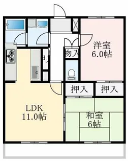 大阪府堺市美原区菩提【マンション】の間取り