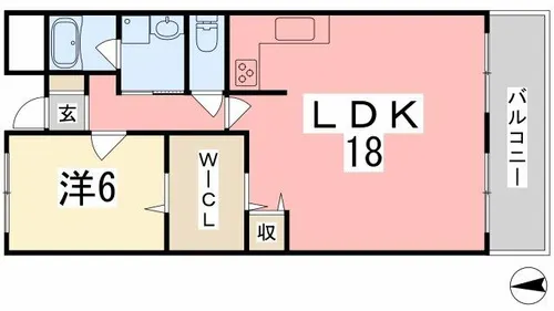 グローバル高田【3-F号室】の間取り