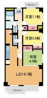ヒューマンズ・ウェル宝塚【3階】の間取り