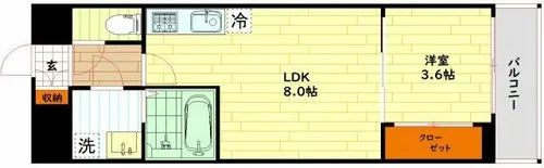 Alivis緑橋【4階】の間取り