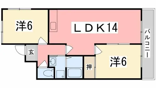 2LDKの間取り画像
