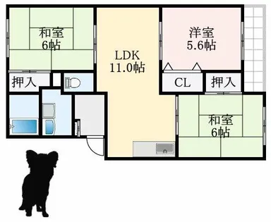 大阪府堺市中区深阪【マンション】の間取り