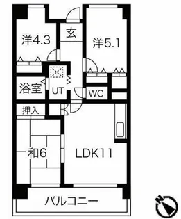 CH.158 RESIDENCE NAKANOSHIMA【401号室】の間取り