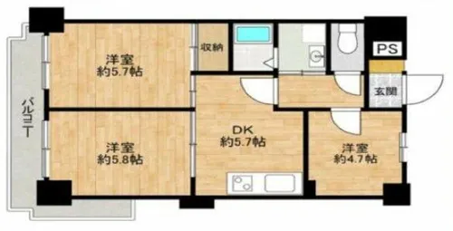 ライオンズマンション夕陽丘【405号室】の間取り