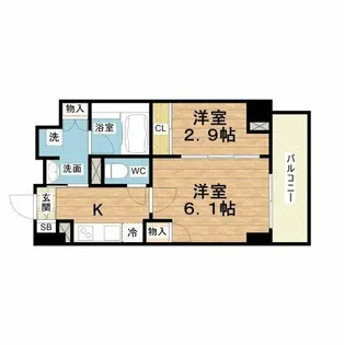 シーズンフラッツ靭本町【2階】の間取り