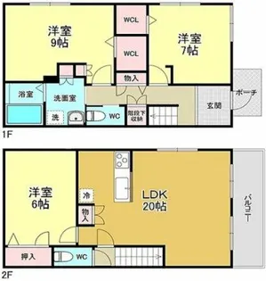大阪府吹田市津雲台6丁目【テラスハウス】の間取り