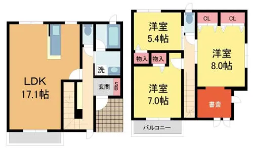 兵庫県西宮市甲陽園西山町【テラスハウス】の間取り