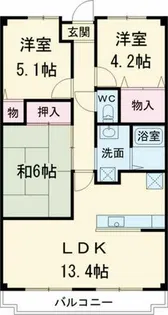 ナーシサス法橋【6階】の間取り
