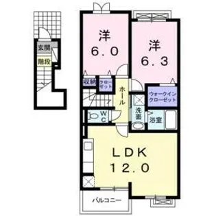 ハピネス中ノ島【2階】の間取り