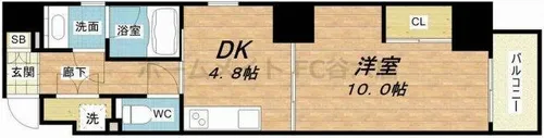 ボーベル南船場【13階】の間取り