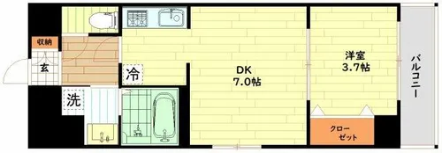 プライマル南森町パークビュー【9階】の間取り