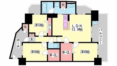 アルファステイツ姫路城西【7階】の間取り