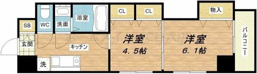 セントラル南船場【6階】の間取り