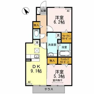 WING WEST【103号室】の間取り