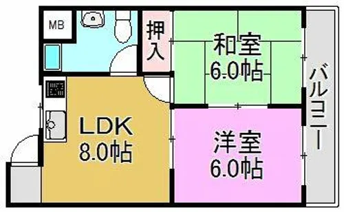 都マンション【2階】の間取り