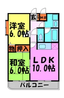 2LDKの間取り画像