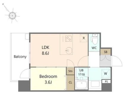 リーフル博多【7階】の間取り