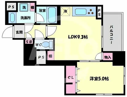 クルーヴェルチュ扇町公園【8階】の間取り