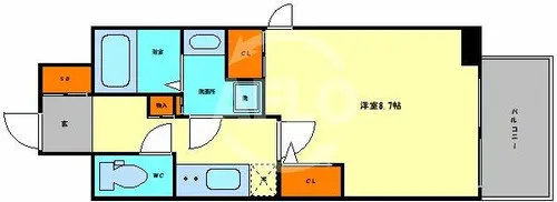 プランドール北浜【13階】の間取り