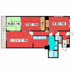 リバティベル月寒【8階】の間取り