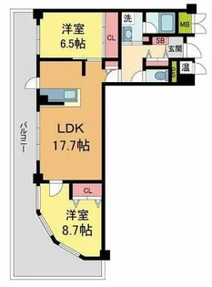 2LDKの間取り画像