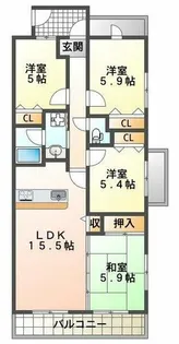 リベール須磨妙法寺【4階】の間取り
