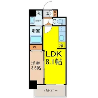 SOLメイクス新栄【7階】の間取り
