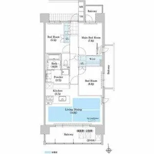 エスティメゾン萱場【10階】の間取り