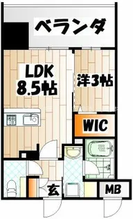グランフォーレ小倉シティタワー【1406号室】の間取り
