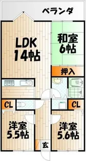 アーティックス小倉金田【113号室】の間取り