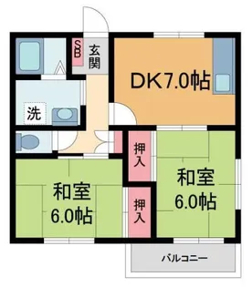 コーポ鼓が滝A・B棟【B201号室】の間取り