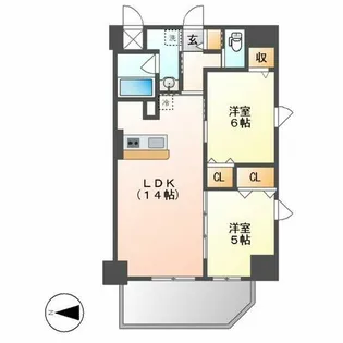 プロシード白壁【6階】の間取り