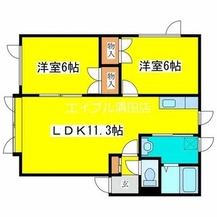 SUNBRIGHT清田【101号室】の間取り