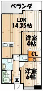オークランドアサート小倉【5階】の間取り
