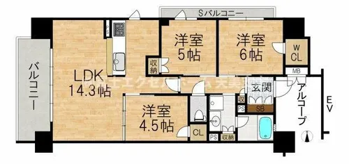 大阪府堺市堺区浅香山町3丁【マンション】の間取り