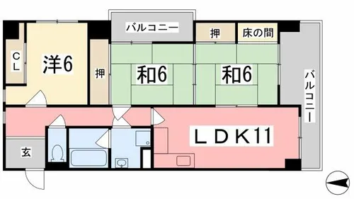 ブリージェ姫路【705号室】の間取り