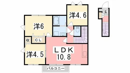 リバーサイドヴィラ東館【203号室】の間取り