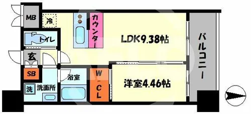 プレジオ難波EURO【12階】の間取り