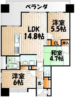 サンライフ小倉Ⅱ【802号室】の間取り