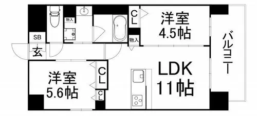 グランデカワノなにわ離宮【4階】の間取り