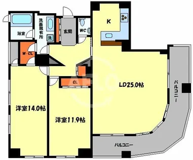 レジディア心斎橋ウエスト【13階】の間取り