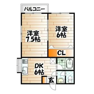 グリーンハイツ藤松B棟【102号室】の間取り