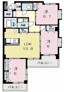 アーバンヒルズ一ツ木【1階】の間取り