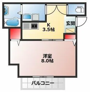 ダイバーシティ五門西【201号室】の間取り