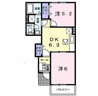 ボヌール美夜古泉B【1階】の間取り