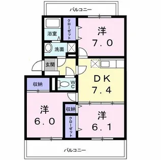 シンエイ橋目ヶ丘【2階】の間取り