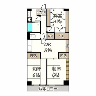 帝塚山グリーンハイツB棟【214号室】の間取り