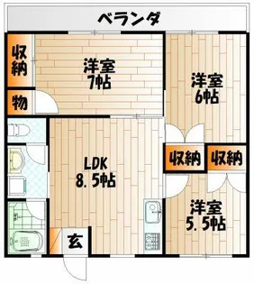 セゾン片野公園前【302号室】の間取り