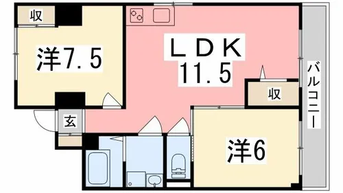 ハッピーコート駅南大路【501号室】の間取り